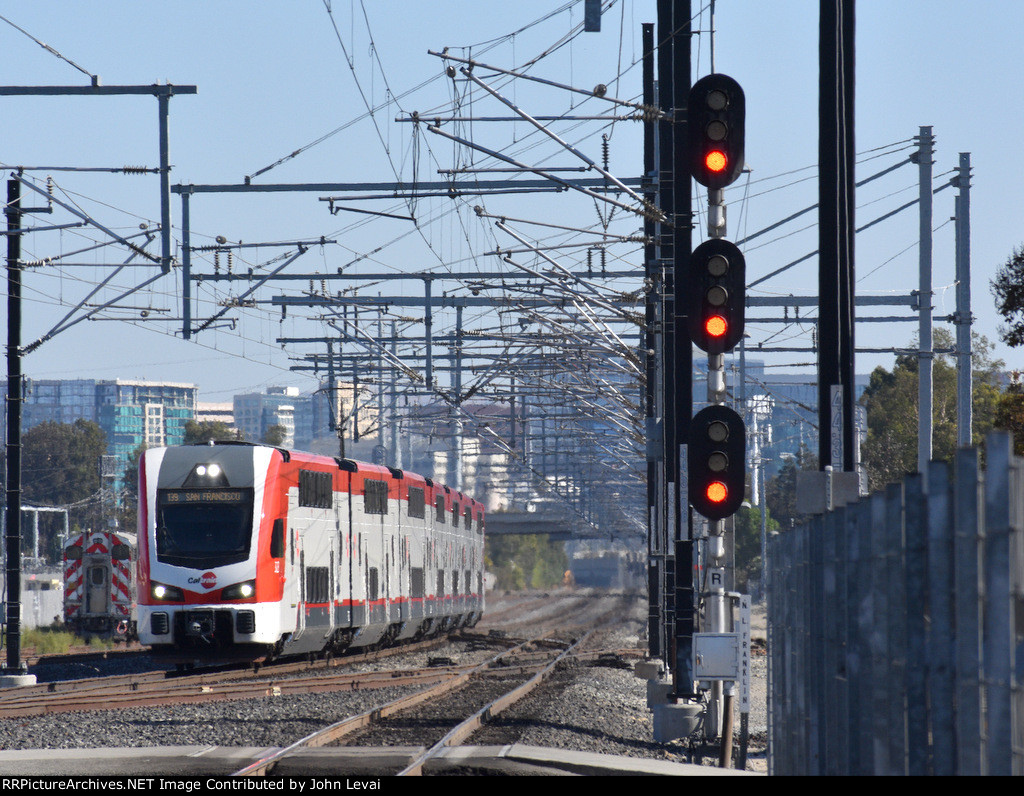 Approaching Caltrain in the distance-I used a telephoto lens for this picture